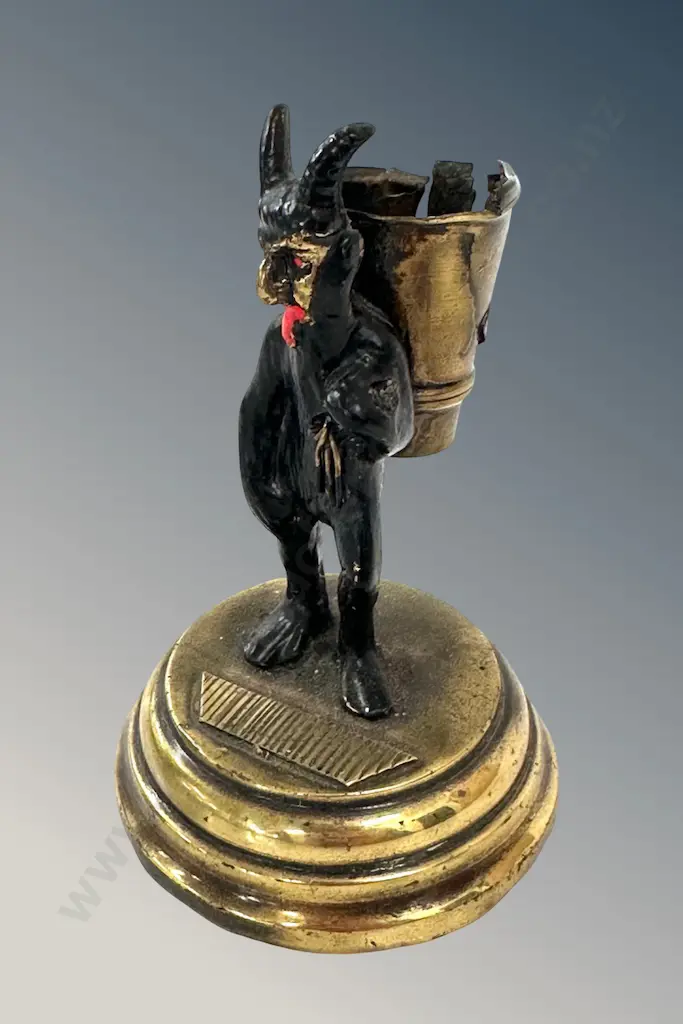 Brass Devil Matchbox Holder H8cm Image 1++