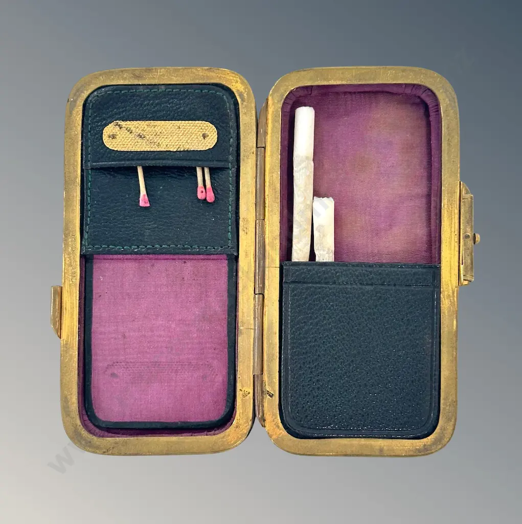 Leather and Brass Cigarette/Matches Case L12cm Image 1++