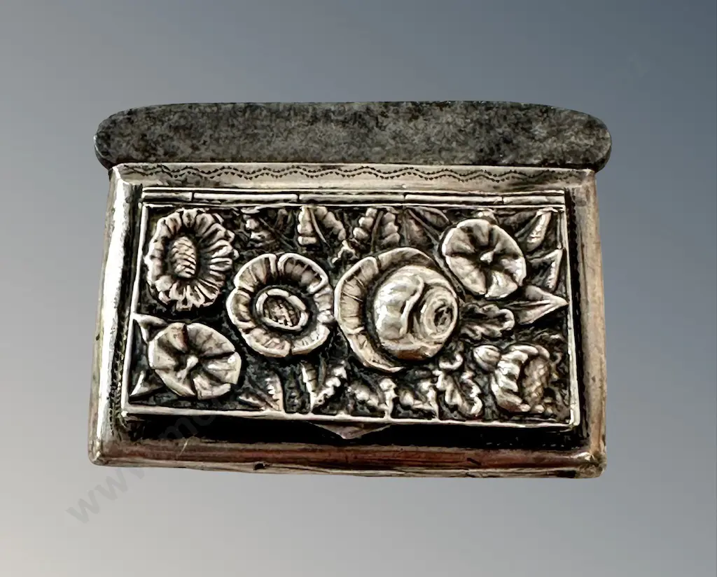 Danish Silver Embossed Tinder Box L5cm, TW23gms Image 1++