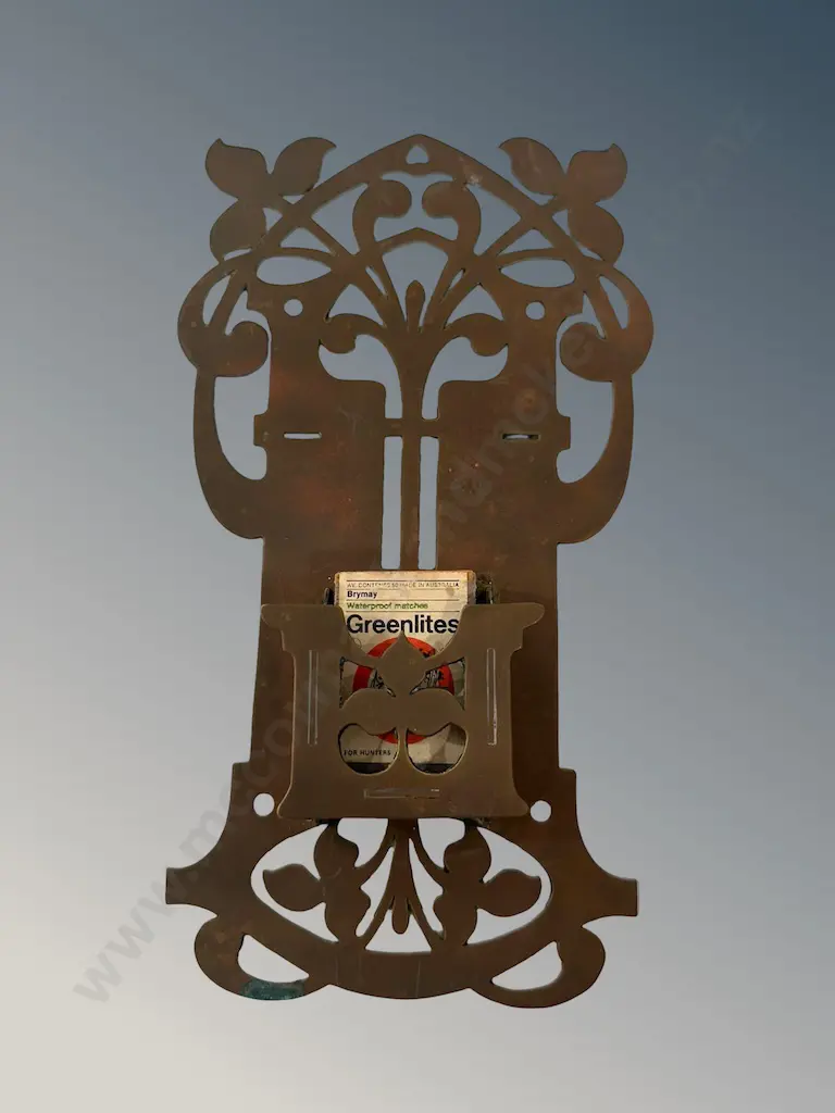 Fretwork Brass Wall Mounted Matchbox Holder H24cm Image 1++