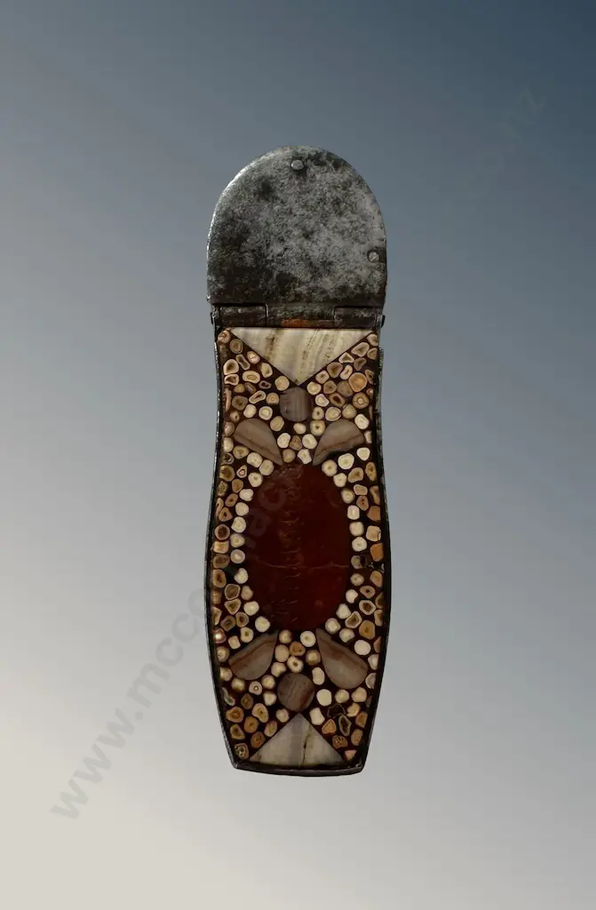 German Steel Cigar Cutter with Inlaid Marquetry L8cm Image 1++