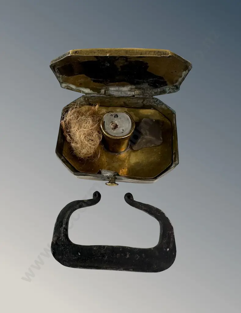Brass Tinder Box with Steel and Flint L6cm Image 1++
