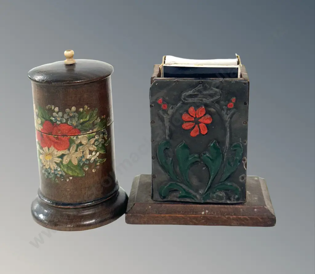 Floral Embossed Wooden Matchbox Holder and Table Match Holder H8cm Image 1++