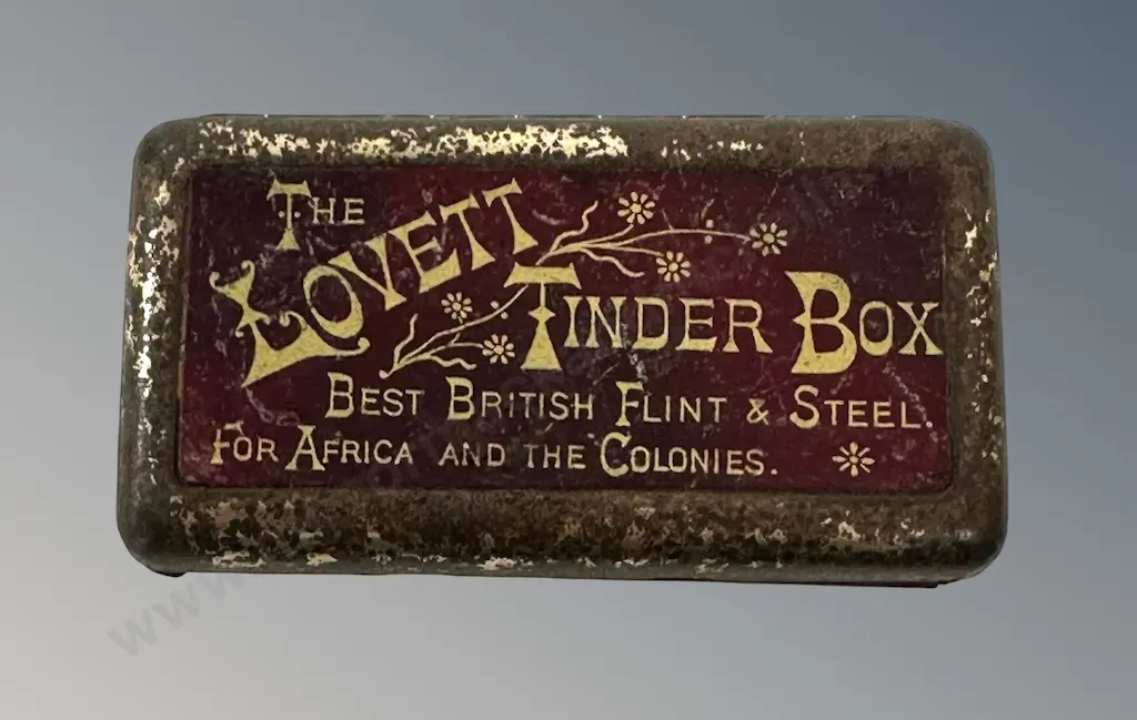 Lovett Tinder Box with a Flat Steel, Flint and Tinder Cord  Image 1++