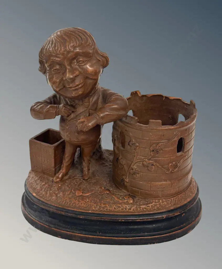 Painted Terracotta Figure Cigar & Table Match Holder, attrib. James Mayer de Rothschild, AF H21cm Image 1++