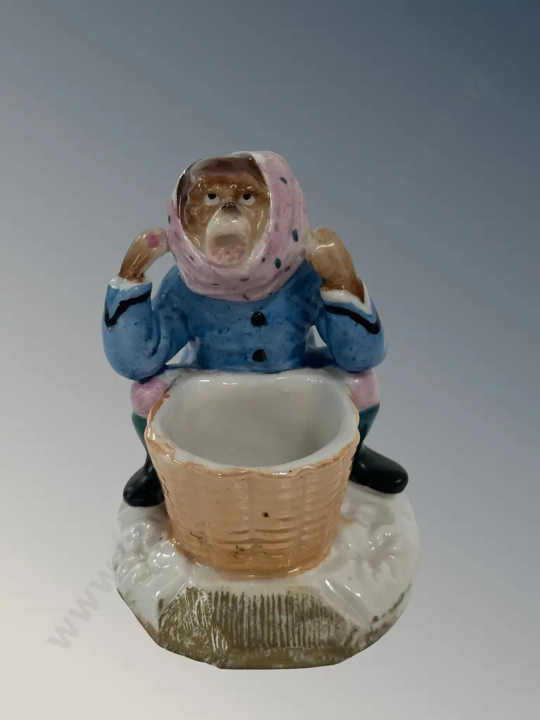 German Pottery Monkey with Toothache Table Match Holder H10cm Image 1++