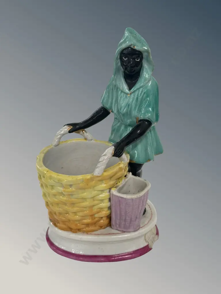 German Ceramic Blackamoor Figure Table Match Holder, AF chips to rim H15cm Image 1++