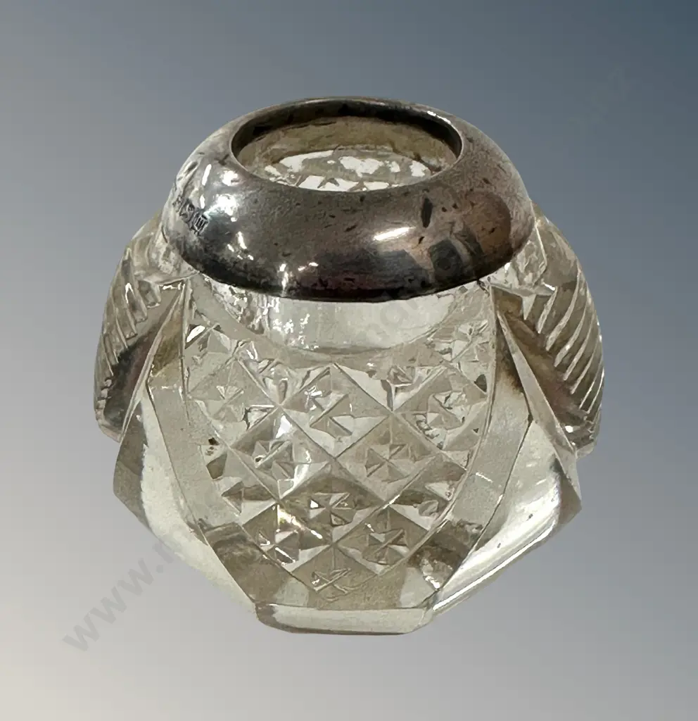 Sterling Silver Mounted Cut Glass Table Match Holder H4.5cm Image 1++