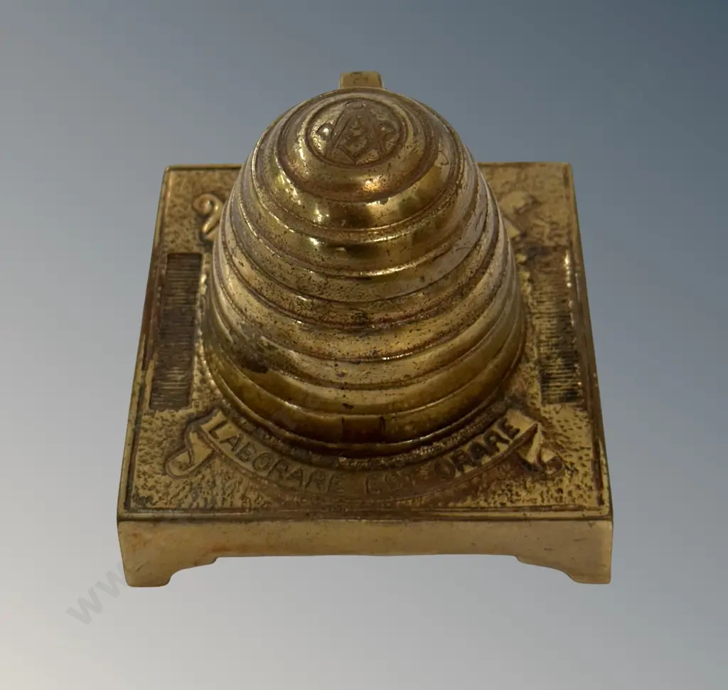 Brass Beehive on a Square Pedestal Table Match Holder H8cm Image 1++