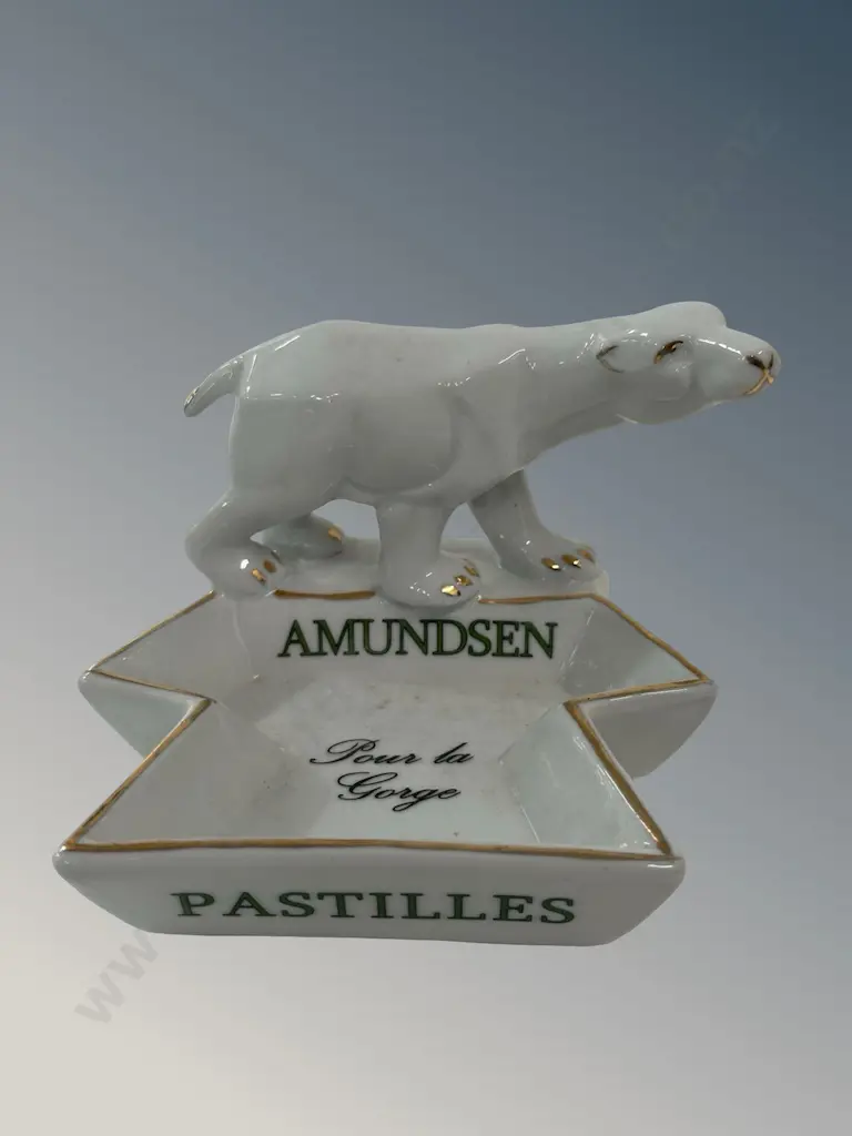 Porcelain Polar Bear Amundsen Pastilles Pour la Gorge Table Match Holder H7.5cm Image 1++