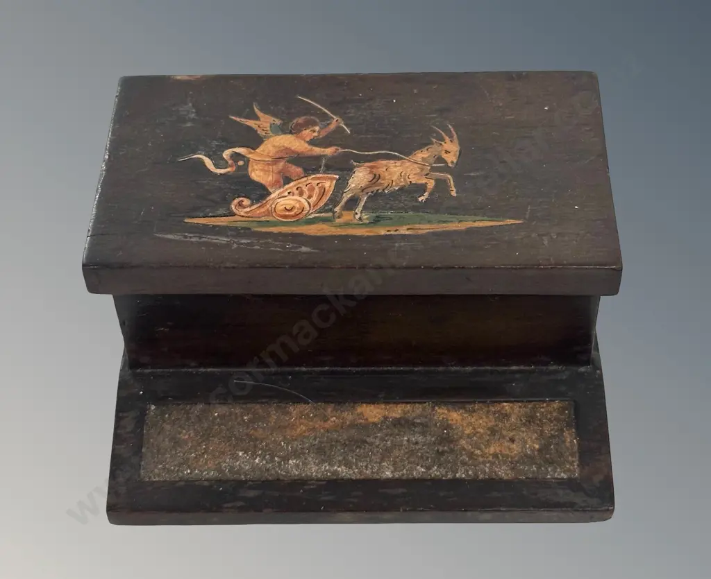 Olive Wood Cherub and Goat Desk Match Holder with Striker H4cm Image 1++