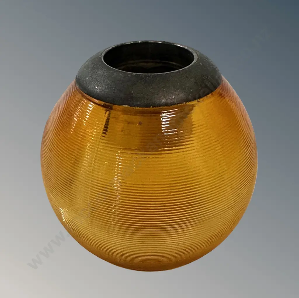 Silver Mounted Amber Ribbed Glass Matchbox Holder H8cm Image 1++