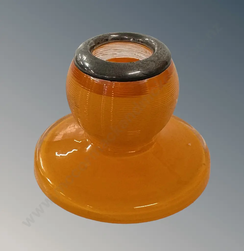 Silver Mounted Orange Glass Table Match Holder H5.5cm Image 1++