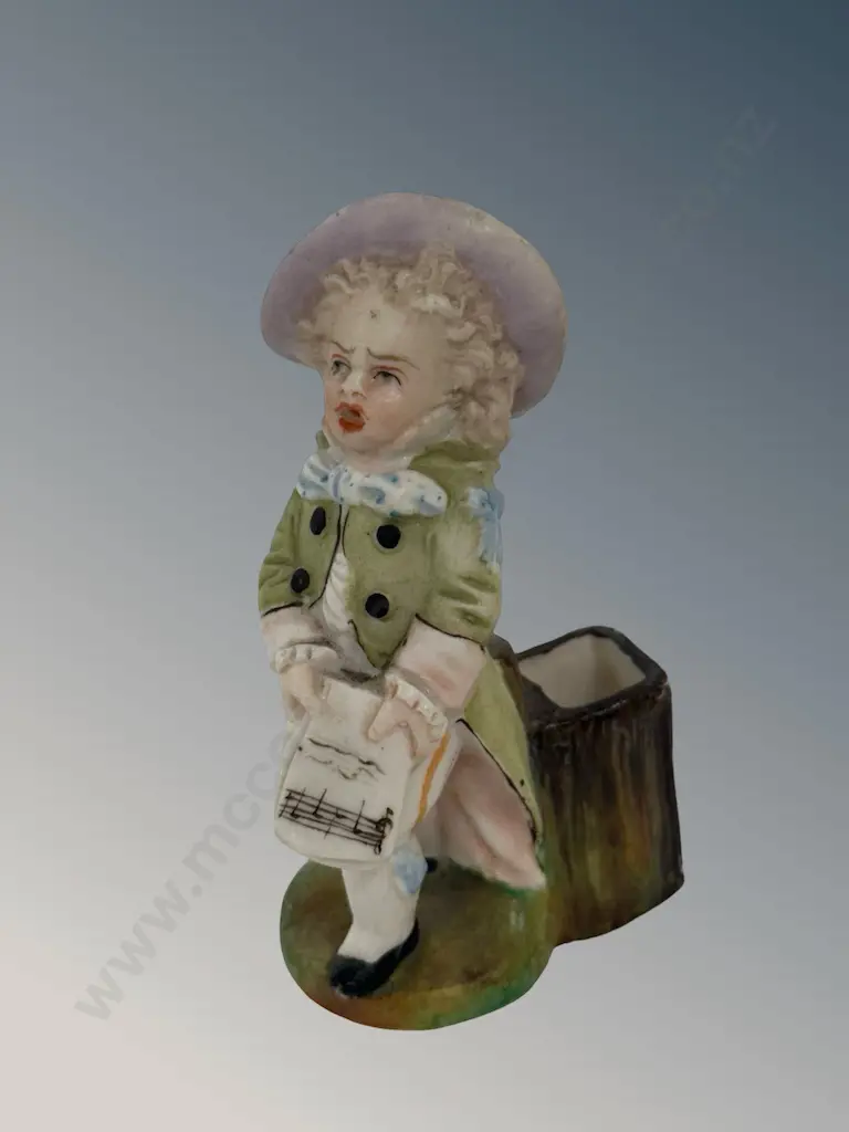 Bisque Fairing Young Mozart Figure Table Match Holder H10cm Image 1++