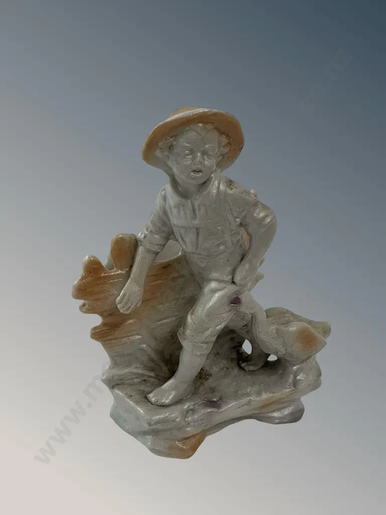 Bisque Boy with a Duck Matchbox Holder H10cm Image 1++