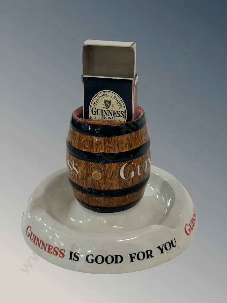 Ceramic Guiness Matchbox Holder and Ashtray H10cm Image 1++