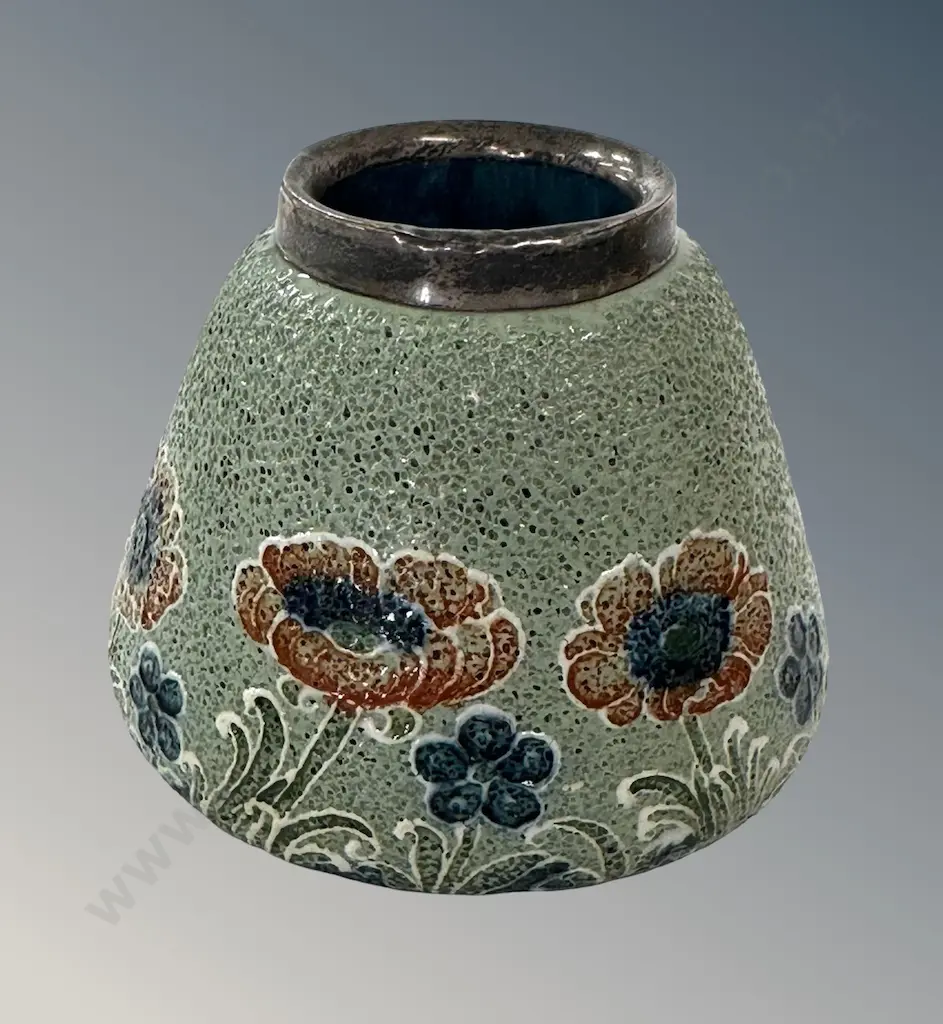 Silver Mounted Art Nouveau Moorcroft Macintyre Poppy Table Match Holder H7.5cm Image 1++