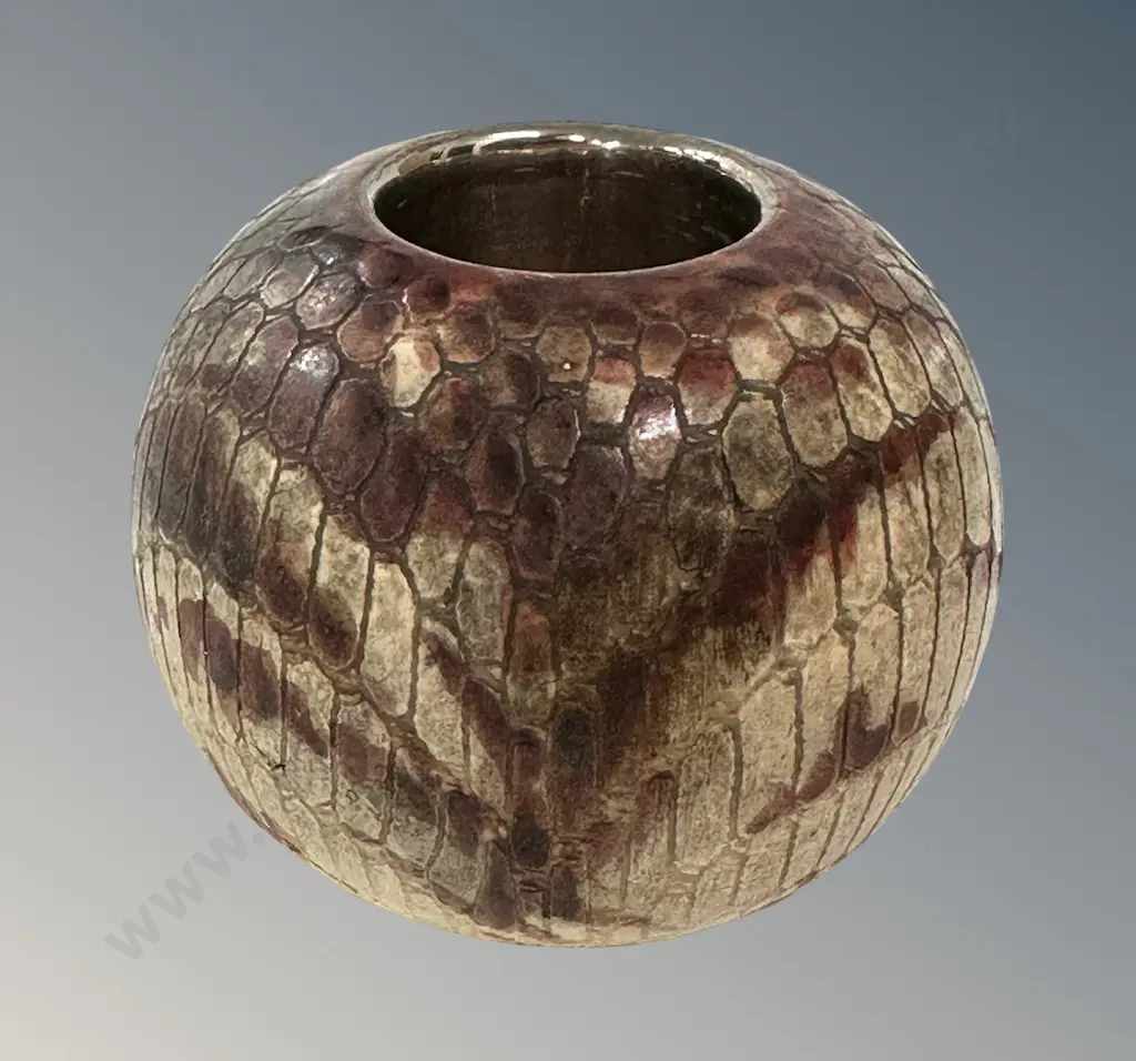 Snakeskin Pottery Table Match Holder, c.1875 H6cm Image 1++