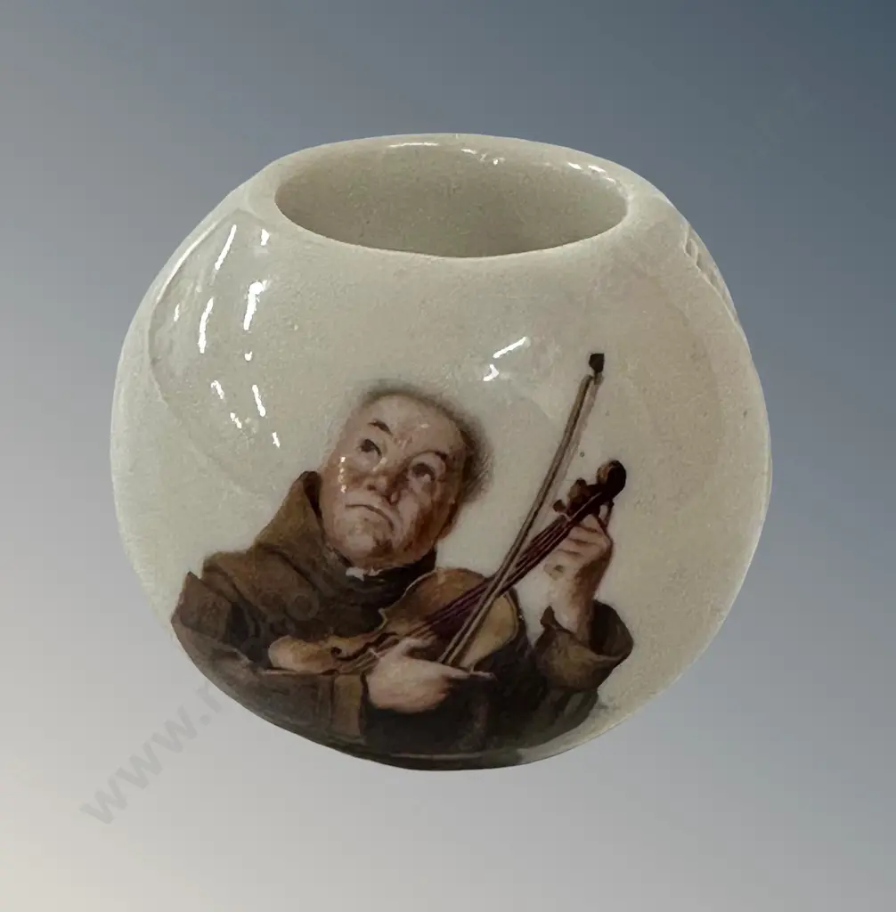 Porcelain Table Match Holder with Monk Playing Violin Table Match Holder H5cm Image 1++