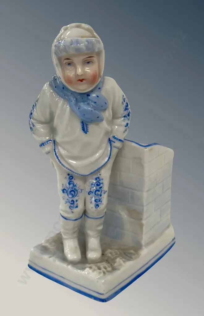 Porcelain Blue and White Figure Matchbox Holder H14cm Image 1++