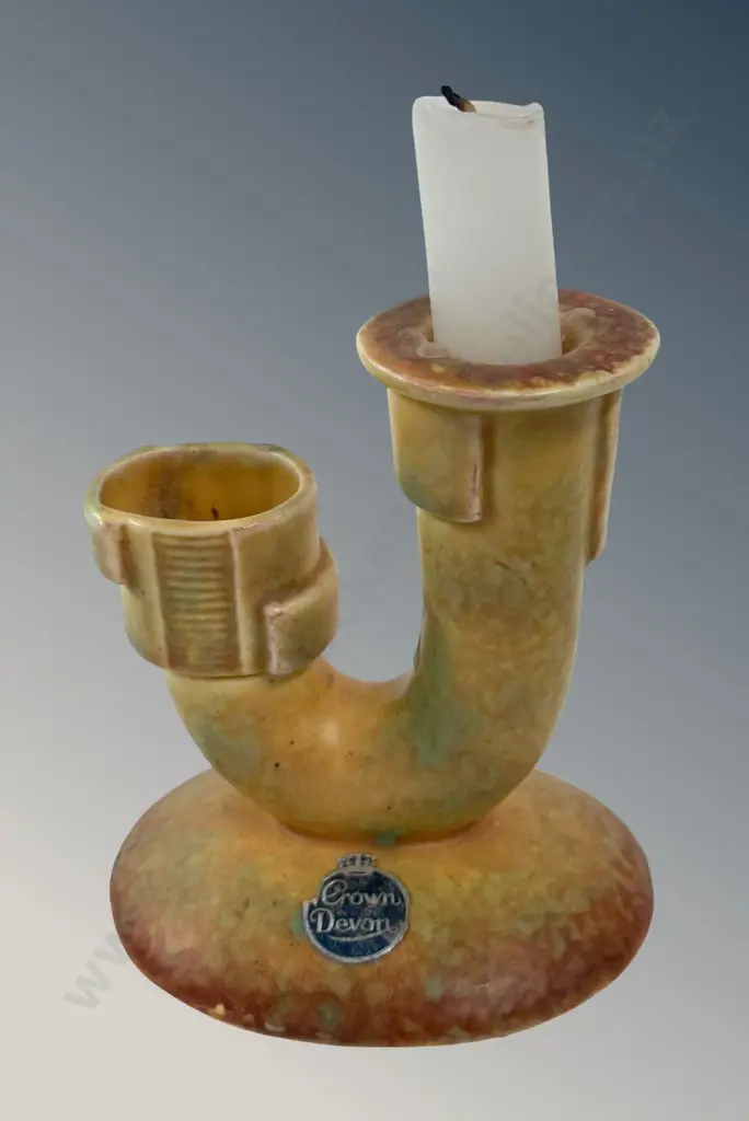 Crown Devon Candlestick and Matchbox Holder H12cm Image 1++