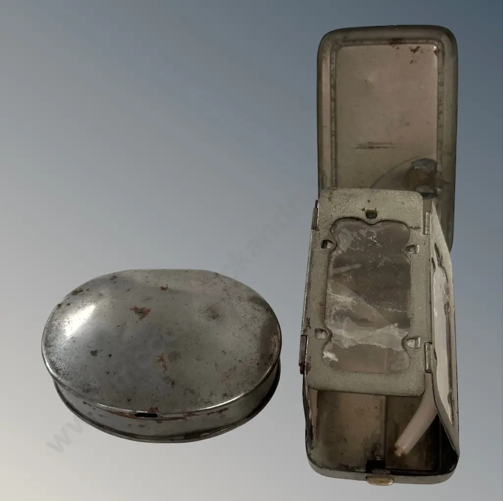 Two Steel Tinder Boxes - one with Fire Steel and one with Striker L9cm Image 1++