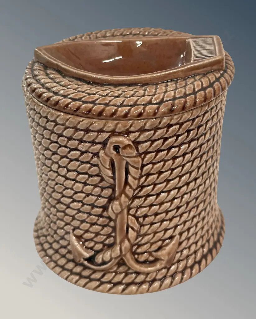 Nautical Themed Ceramic Tobacco Jar with Match Holder/Striker H11cm Image 1++