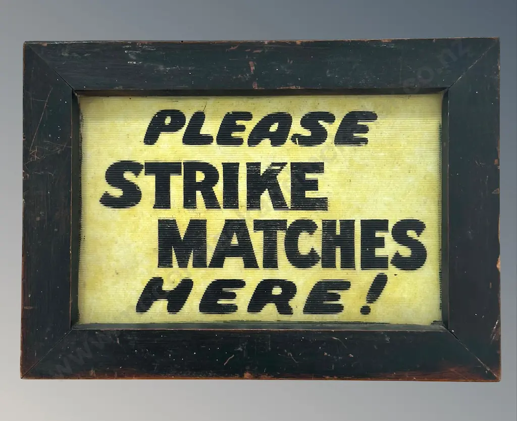 'Please Strike Matches Here' Framed Glass Match Striker 20x28cm Image 1++