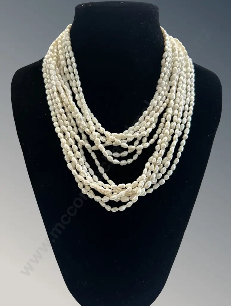 Seven Strand Seed Pearl Necklace, L95cm Image 1++