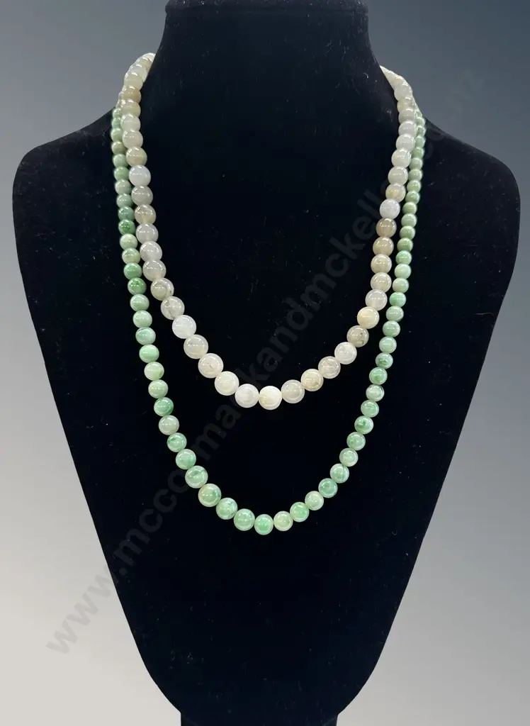 Two Jade Necklaces, L54cm & L48cm Image 1++