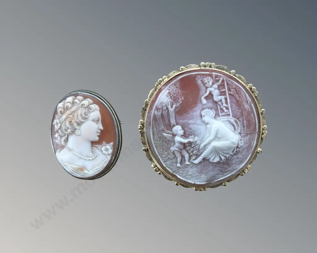 Two Cameo Brooches, Dia4cm and 5.5cm Image 1++