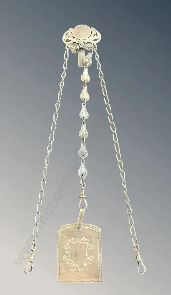 Sterling Silver Victorian Chatelaine with Ivory Dance Card Image 1++