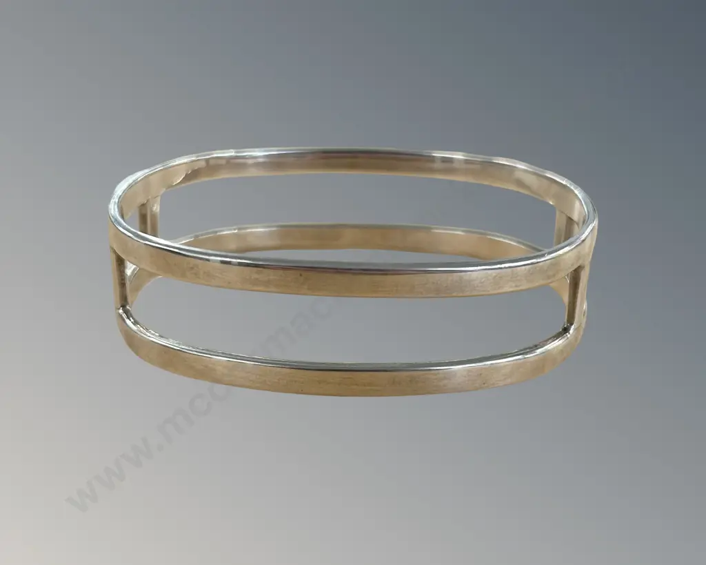 Sterling Silver Double Banded Bangle, Dia 7.5cm, TW46.6gms Image 1++