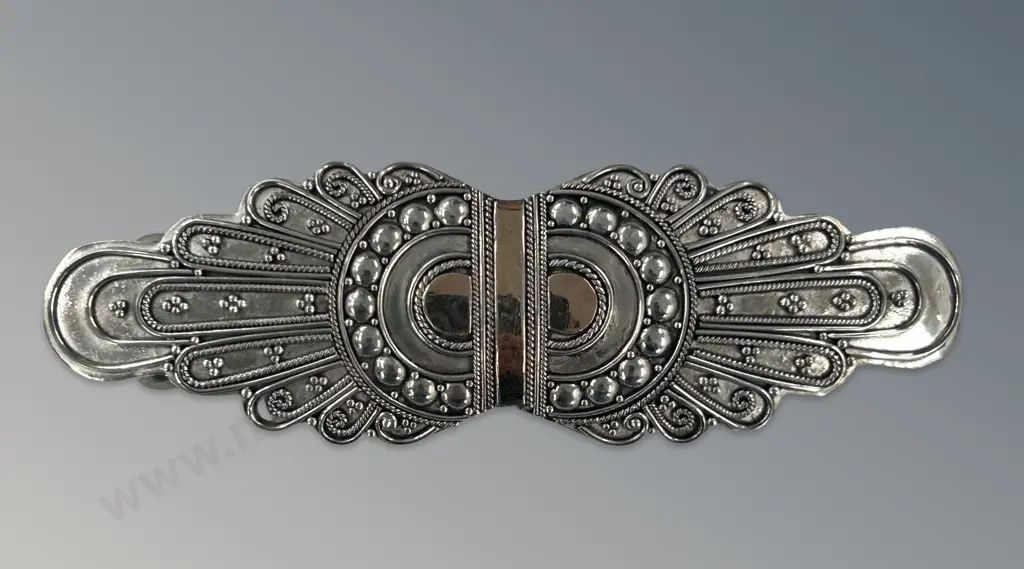 Sterling Silver with Gold Tones Art Deco Style Hair Clasp, L8.9cm TW15gms Image 1++