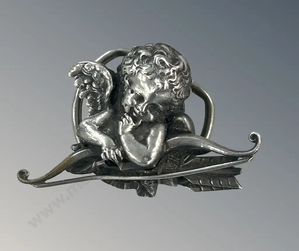 Silver Cherub Scarf Ring Image 1++