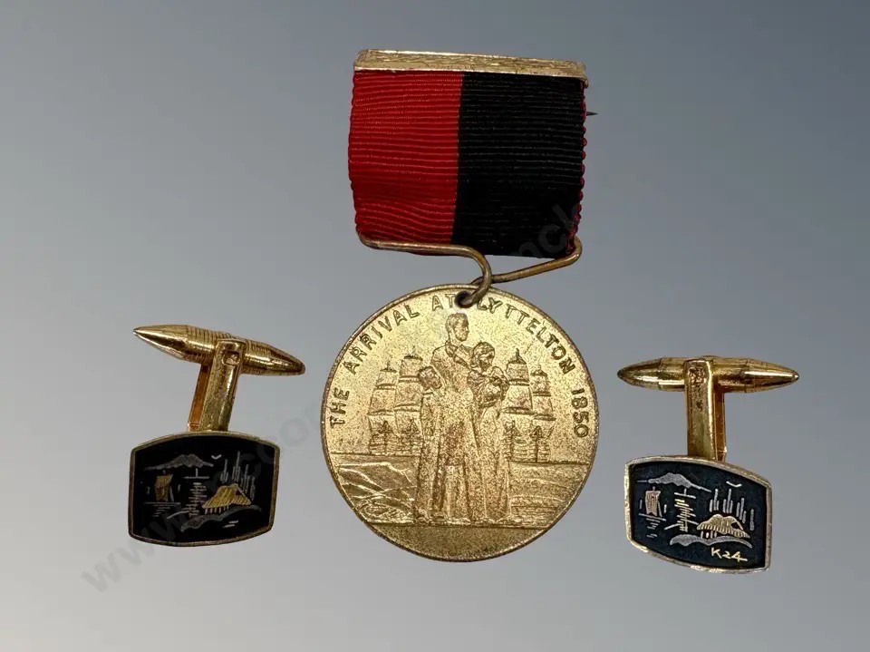 Canterbury Centenary Medal and a Pair of Japanese Damascene Cufflinks Image 1++