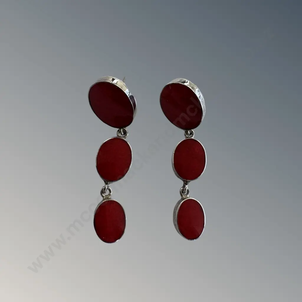 Sterling Silver Enamel Earrings TW7.3gms Image 1++