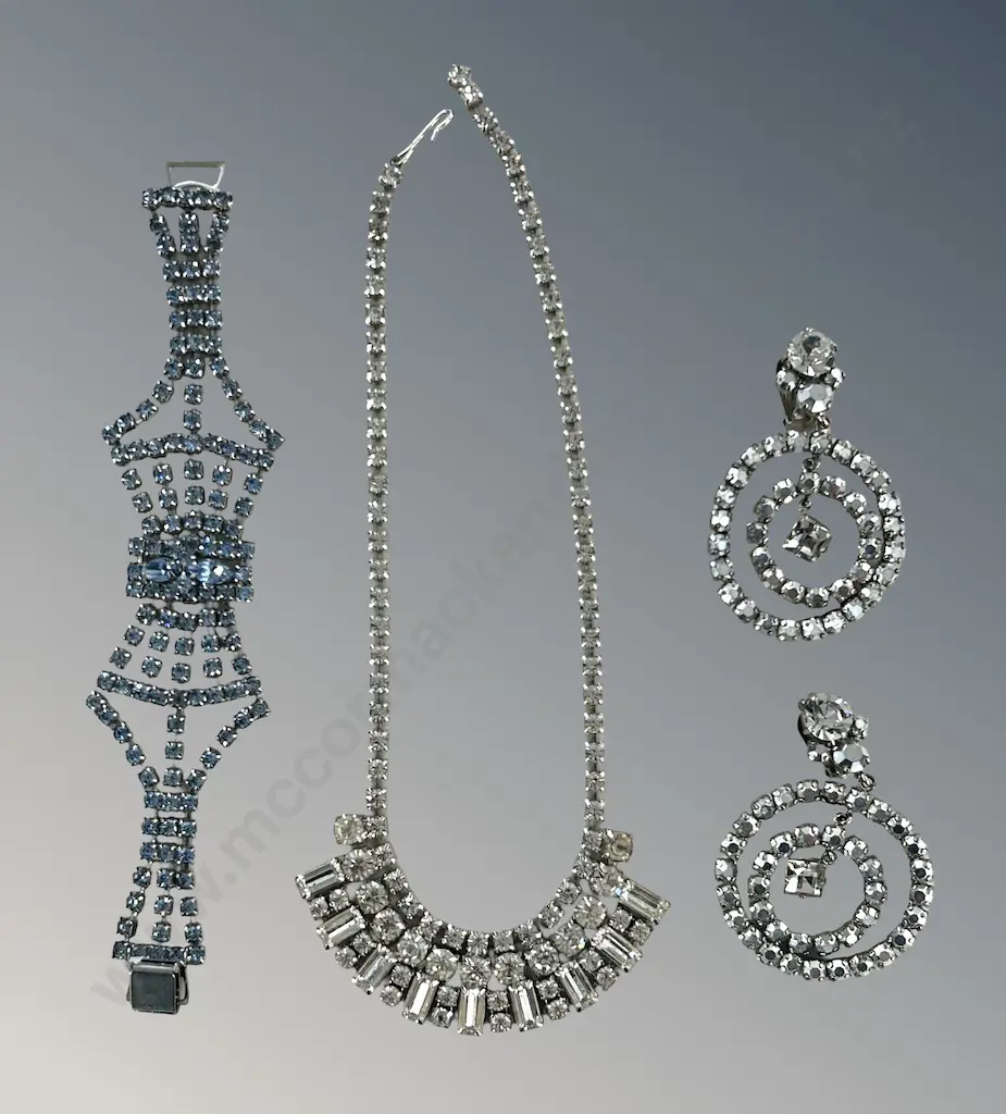 Diamante Bracelet, Necklace and Large Clip on Earrings Image 1++