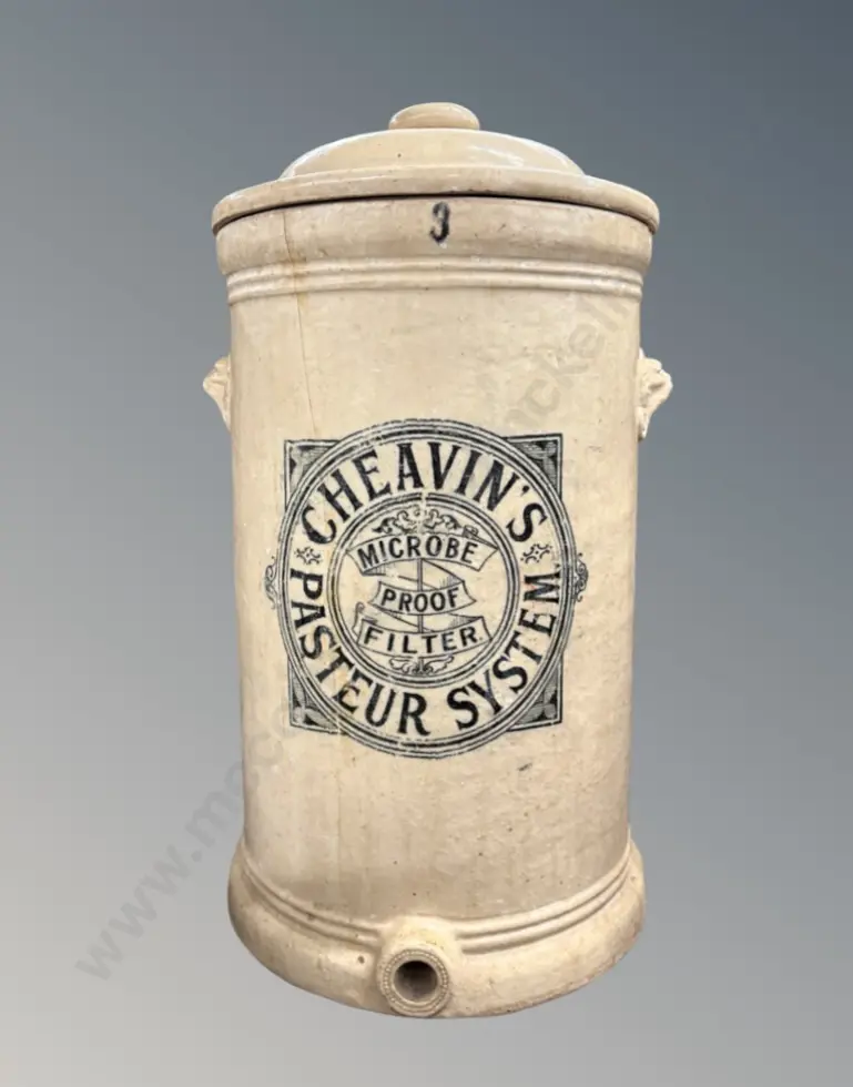 Cheavin's Pasteur System Stoneware Water Filter with Lions Head Handles, AF, H54cm Image 1++