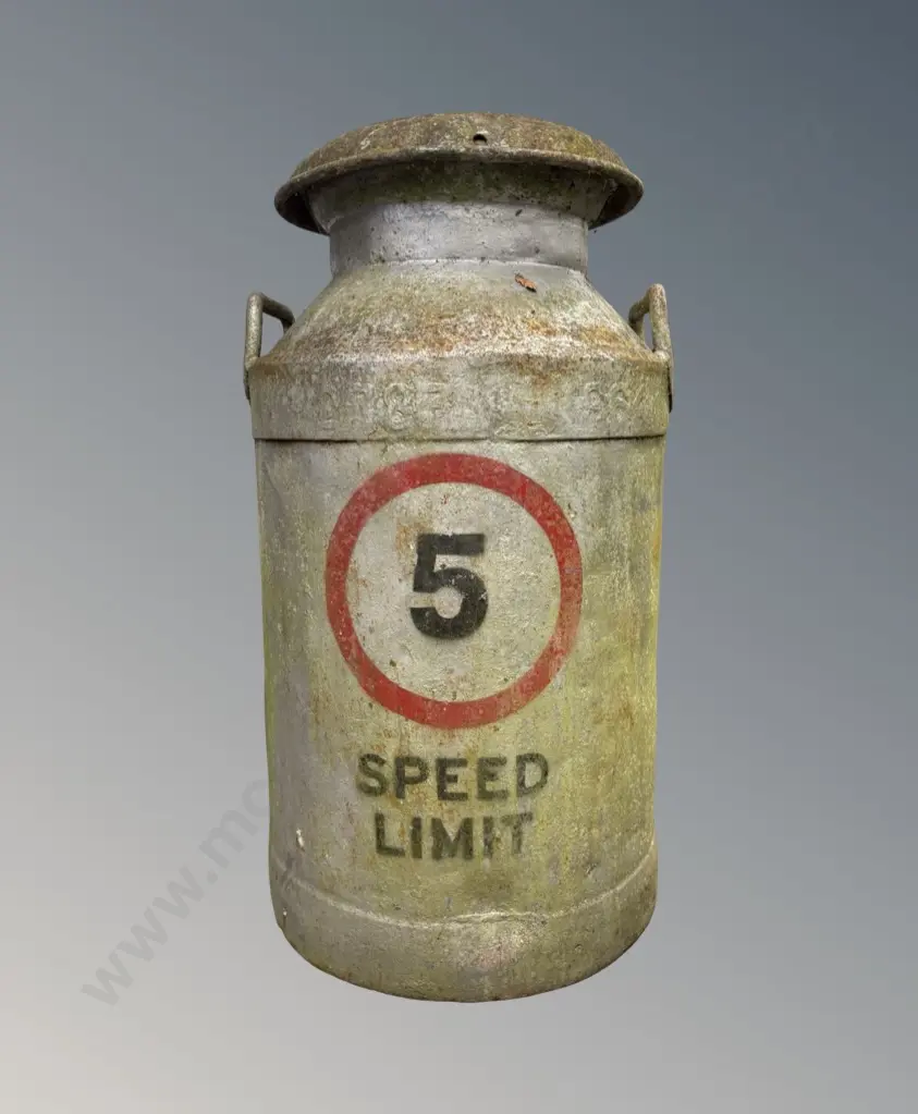 Large Milk Can with Speed Limit Signage H62cm Image 1++
