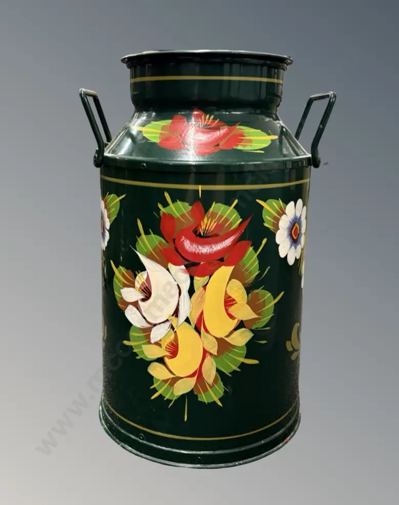 Two Silver Milk Cans and One Hand Painted Milk Can H40-43cm Image 1++