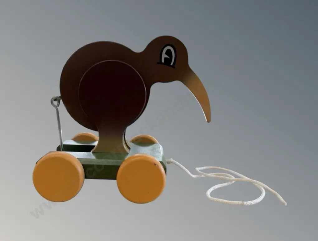 Dick Frizzell - Wooden Kiwi Pull Along Toy, H20cm Image 1++