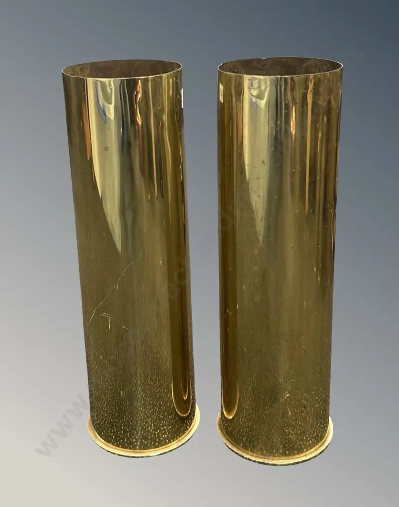 Two Brass Artillery Shell Casings, H37.5cm Image 1++