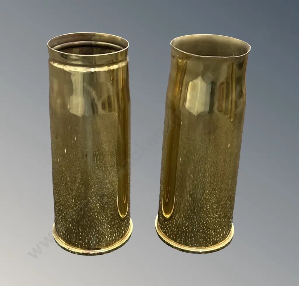 Two Brass Artillery Shell Casings, H23cm Image 1++