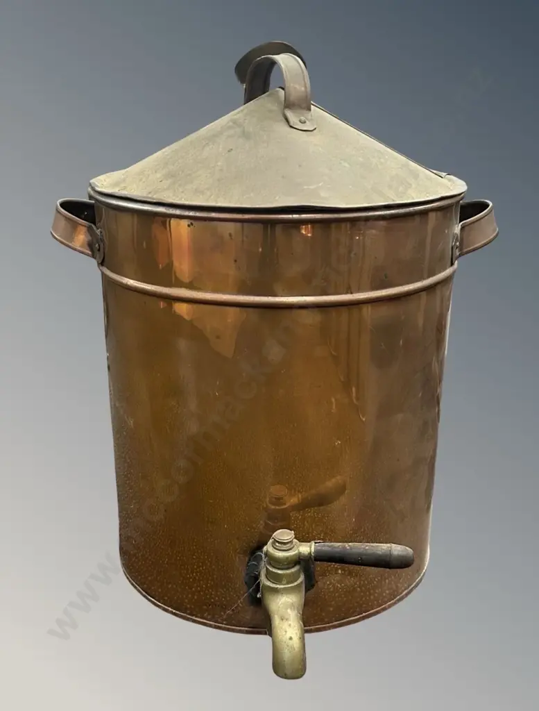 Copper Hot Water Urn with Brass Tap, H36cm Image 1++