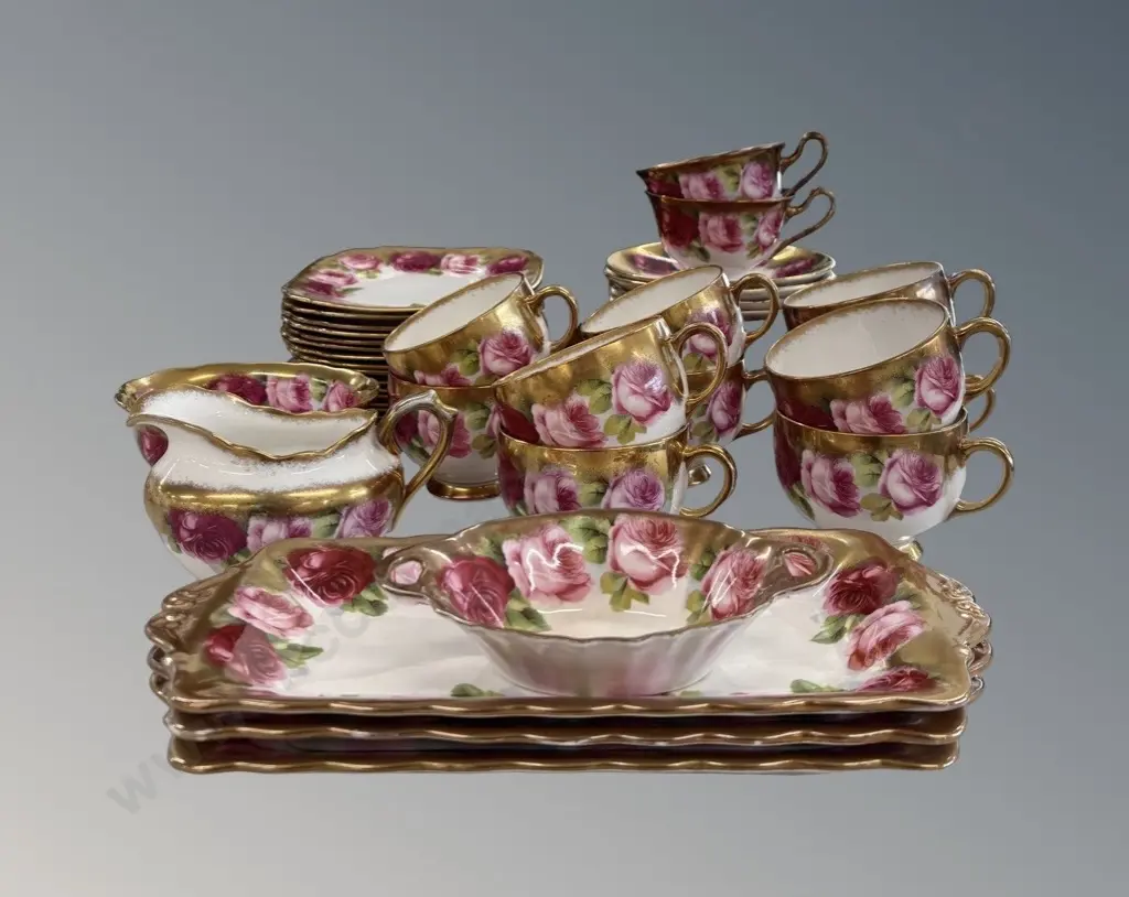  Royal Albert Old English Roses Tea Set, Cake Plates, Cup, Saucers, Sugar & Creamer - 47 Pieces Image 1++