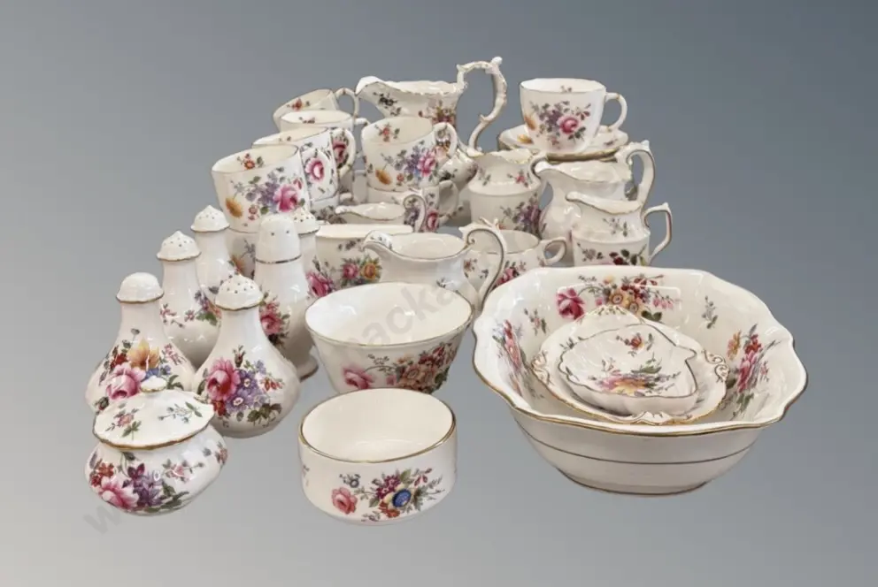Royal Crown Derby - Royal Posies, Cups, Saucers, Jugs, Dishes, Condiments etc - 41 Pieces Image 1++
