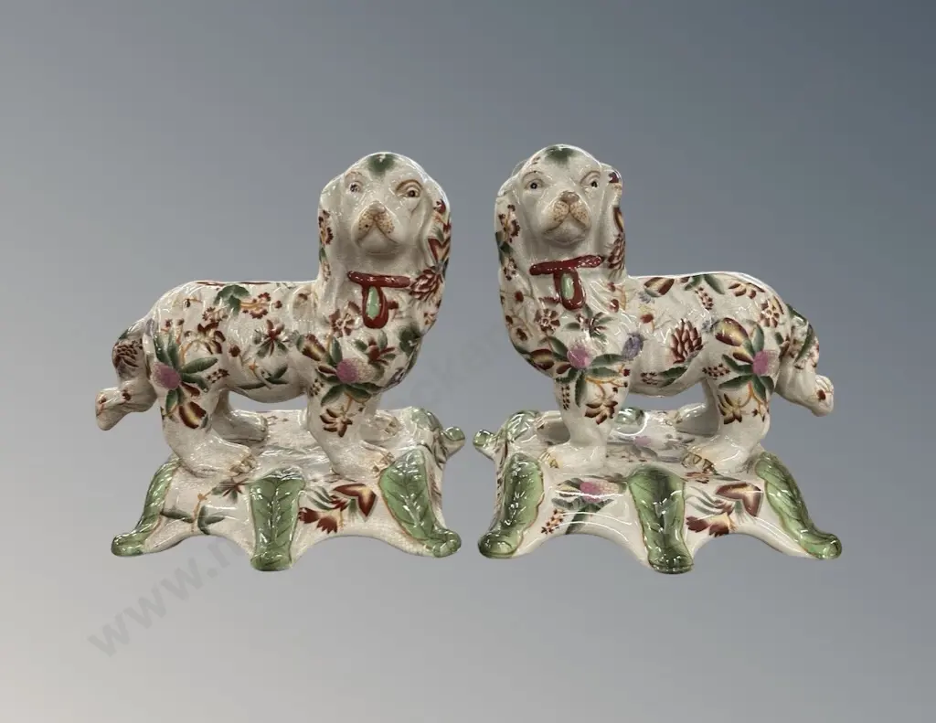 Pair of Ceramic Staffordshire Style Mantle Dogs, H23xL20cm Image 1++