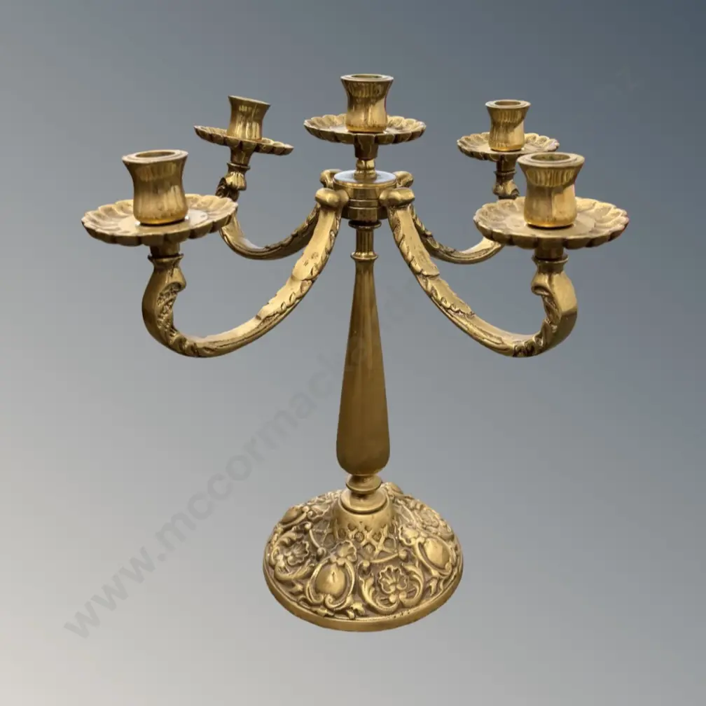 Solid Brass Ornate Four Branch Candelabra H33cm Image 1++