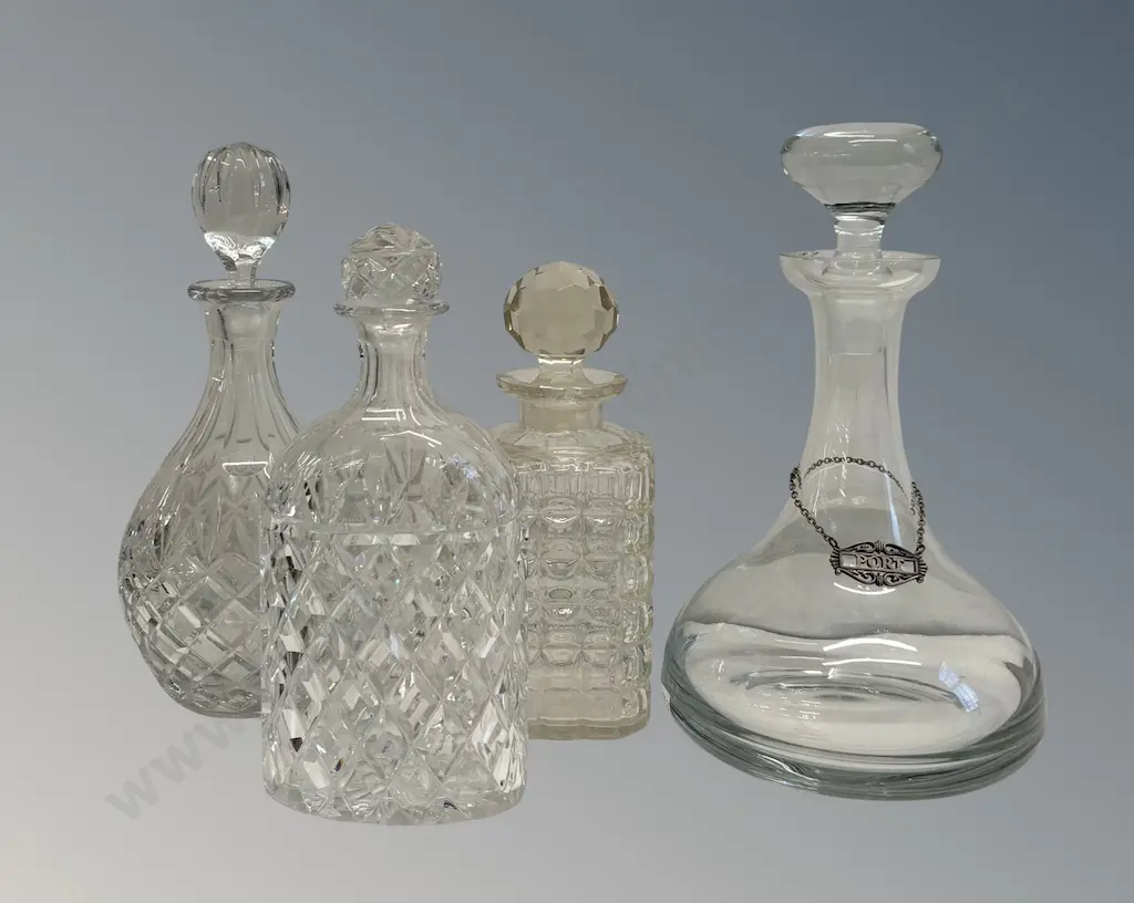 Four Assorted Glass and Crystal Decanters  Image 1++